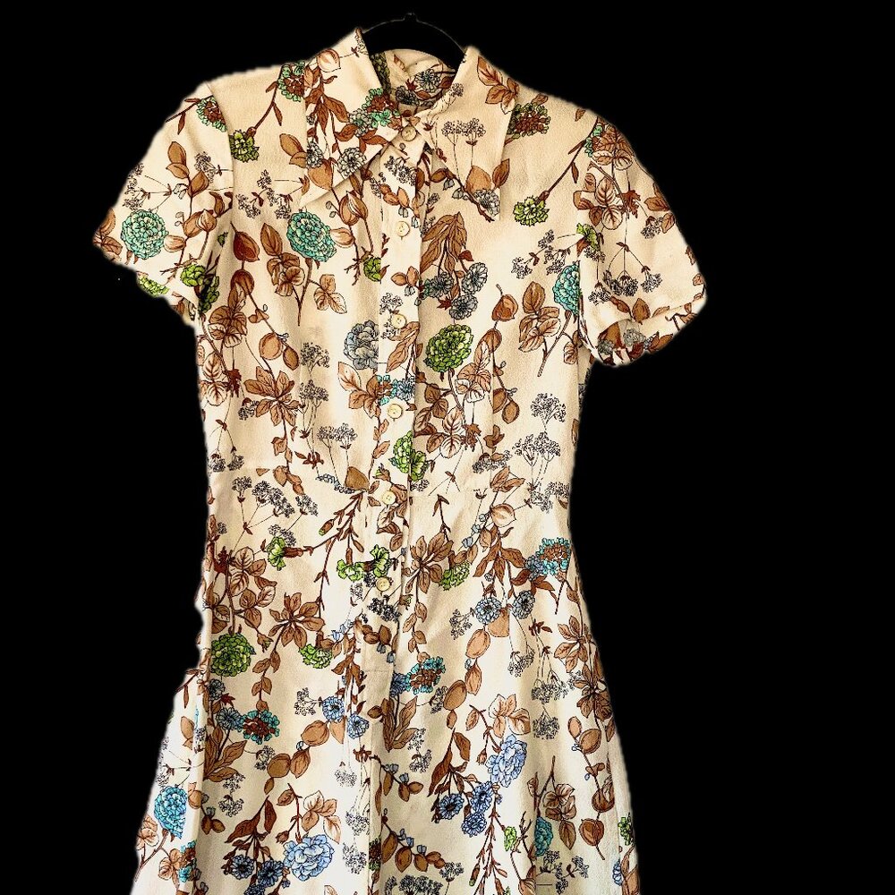 Vintage-Inspired Floral Shirt Dress - SOLD!